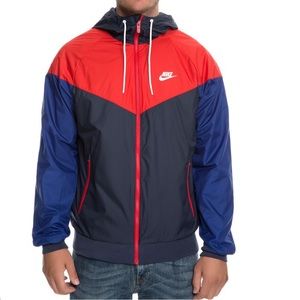 Nike Red and Blue Hooded Windbreaker